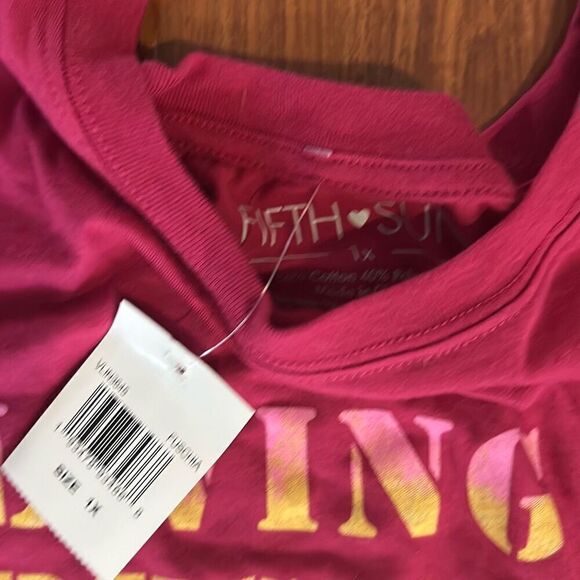 Fifth Sun Cropped living my best life fuchsia T-shirt size 1x - Picture 2 of 4